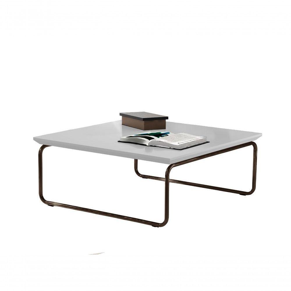 Mesa de Centro Kairos Pé Café Bisart Decor laca Branco - 3