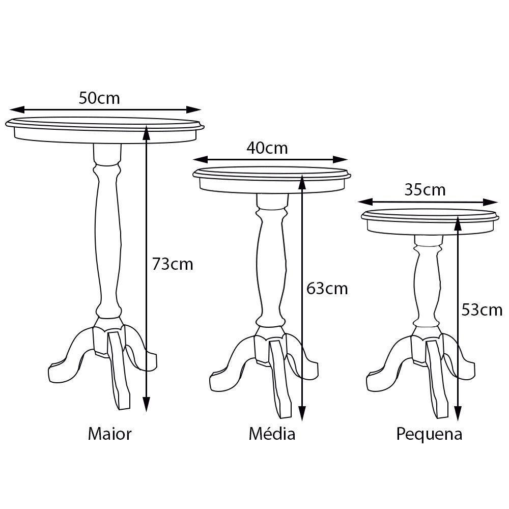 Conjunto 3 Mesas de Apoio Lateral Redonda - 9