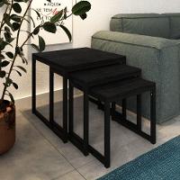 Mesa Lateral Industrial Trio Isabella Preto E Tampo Preto - 1