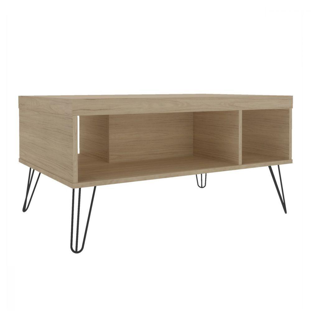 Mesa de Centro Liberty Carvalho com 2 Nichos e Pés Artely - 4