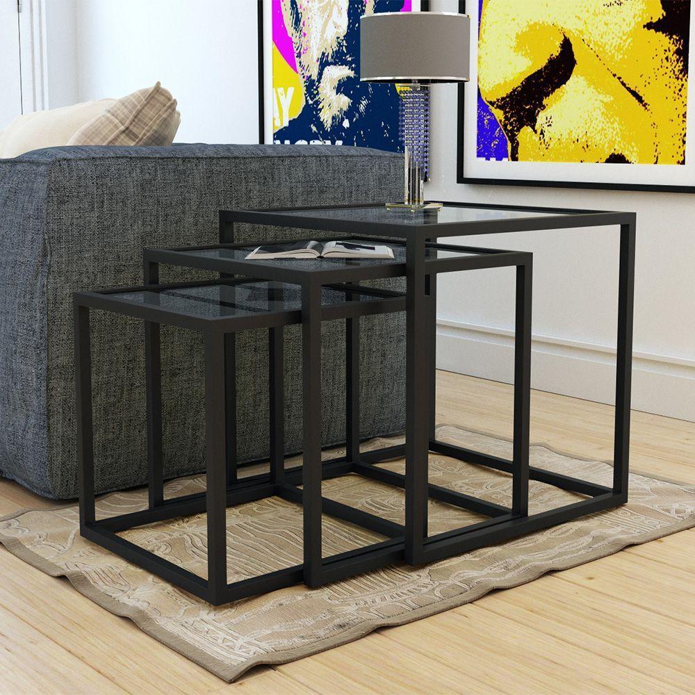 Trio Mesa Lateral Isabela Preta - Cor: Preto - 1