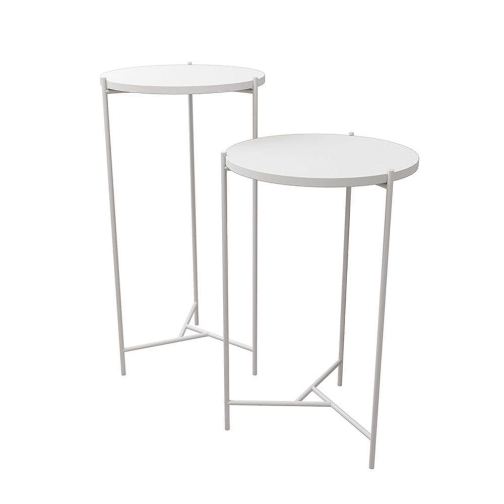 Mesa Lateral Redonda Áquila Branca Tampo Branco Branco - 3