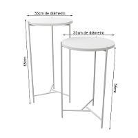 Mesa Lateral Redonda Áquila Branca Tampo Branco Branco - 2