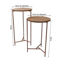 Mesa Lateral Redonda Áquila Cobre E Tampo Imbuia Marrom - 2