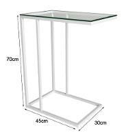 Mesa Lateral Industrial Encaixe Elena Vidro Branca Branco