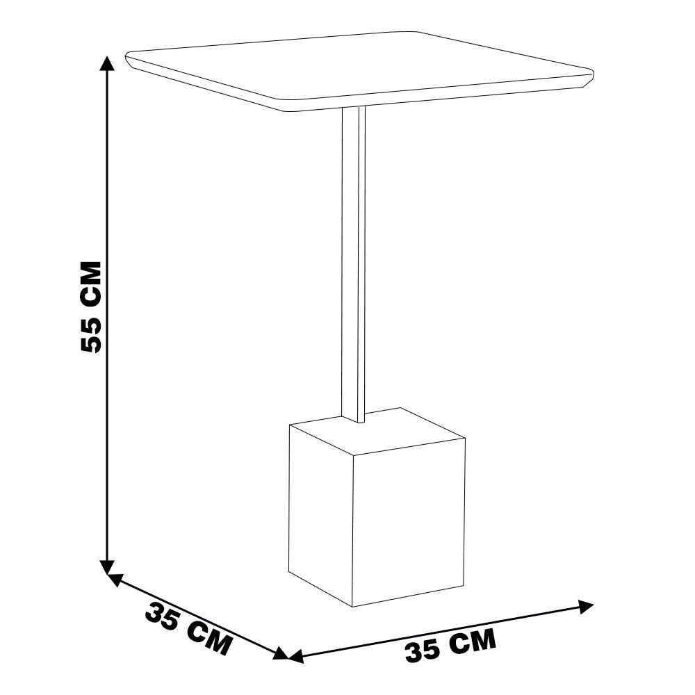 Mesa Lateral Goagil 35x35 Tampo e Base Preto Metal Dourado - 2
