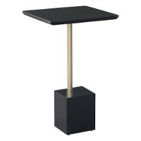 Mesa Lateral Goagil 35x35 Tampo e Base Preto Metal Dourado - 1