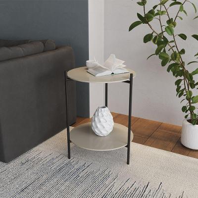 Mesa Lateral Industrial Premium Marbella Off White Branco