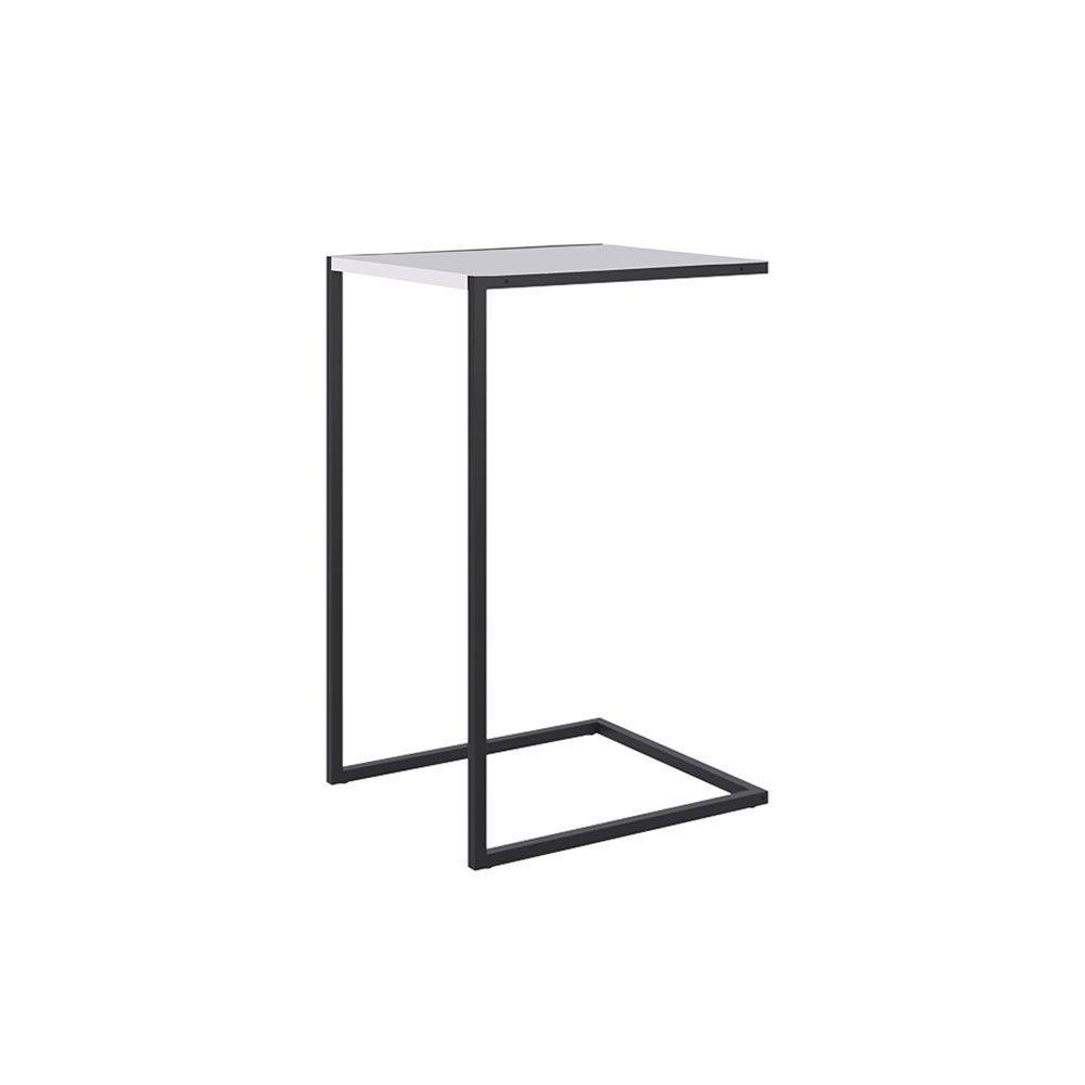 Mesa Lateral Industrial Branco Fosco Base Metálica Preto - 1