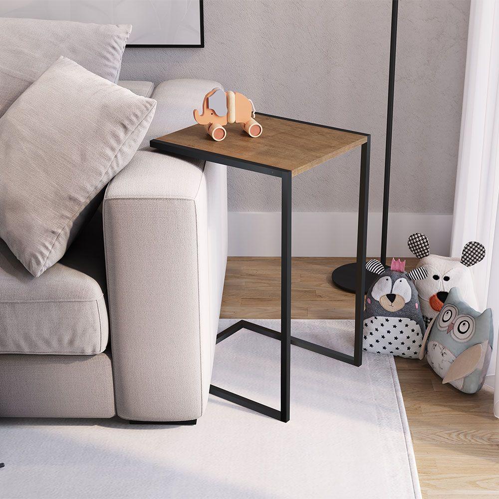 Mesa Lateral Industrial Vermont Base Metálica Preto - 3