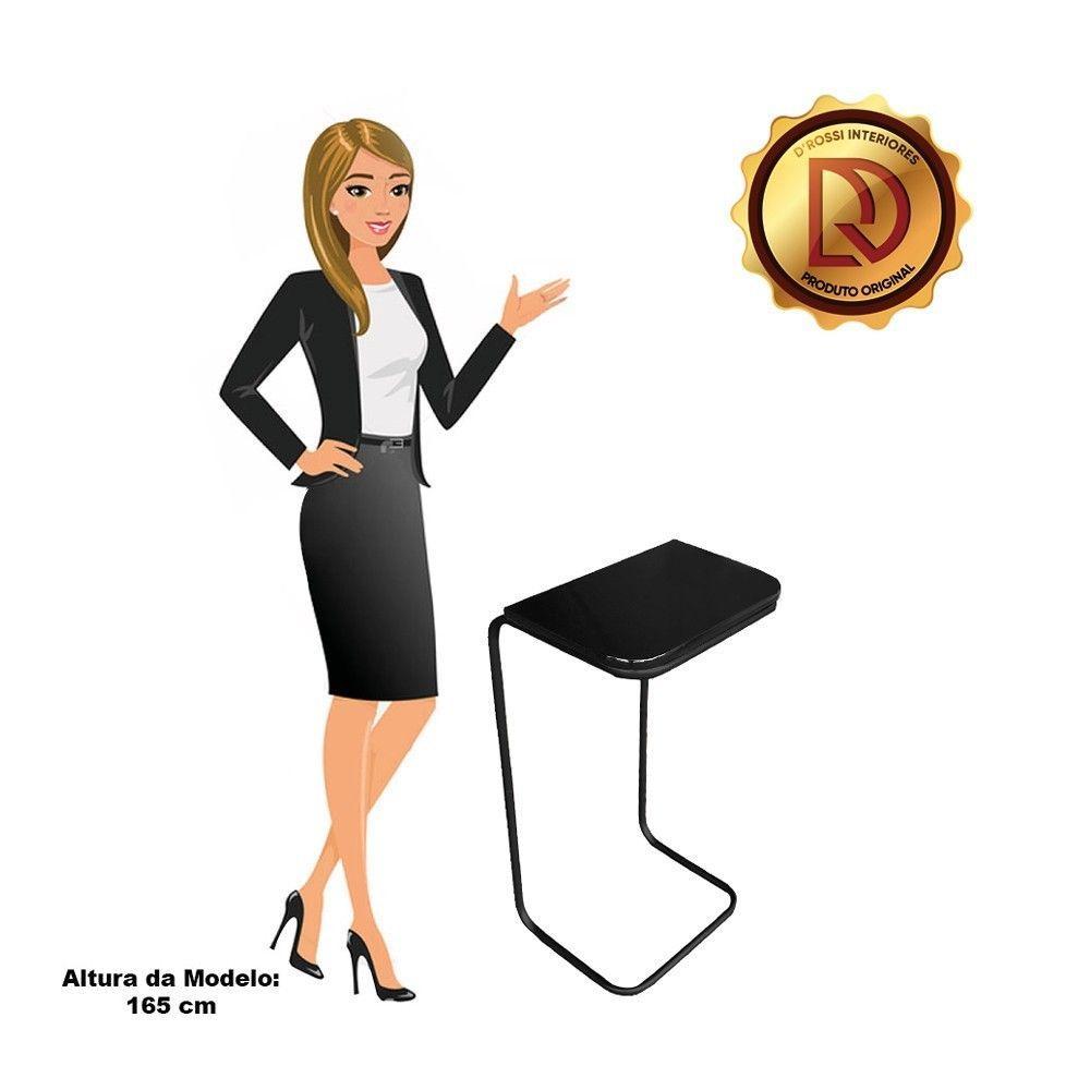 Mesa Lateral Tampo Preto Multiuso P/ Sofá - 3