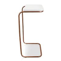 Mesa Lateral Tampo Multiuso P/ Sofá Base Bronze Branco - 2