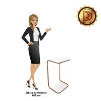 Mesa Lateral Tampo Multiuso P/ Sofá Base Bronze Branco - 6