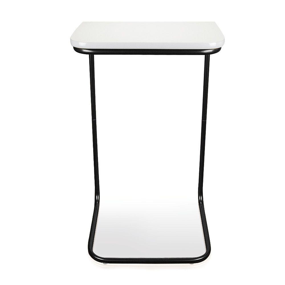 Mesa Lateral Tampo Multiuso P/ Sofá Base Preto Branco - 2