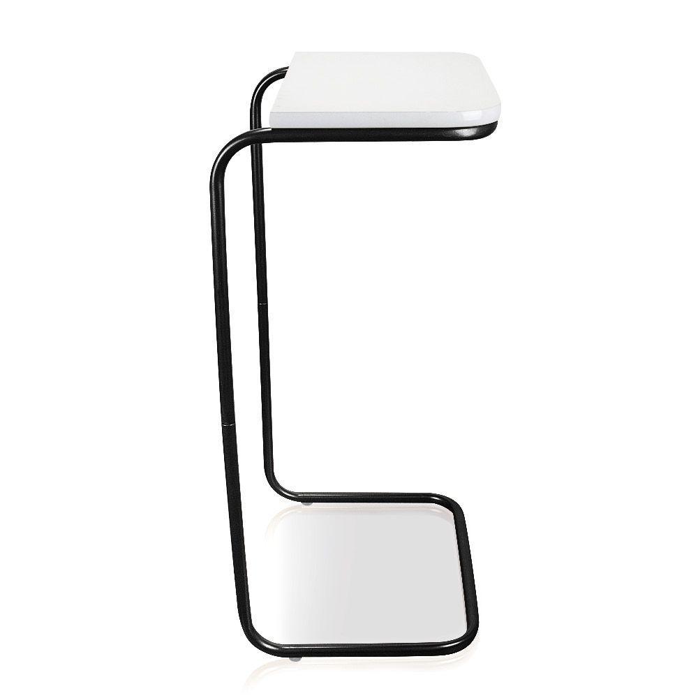 Mesa Lateral Tampo Multiuso P/ Sofá Base Preto Branco - 4