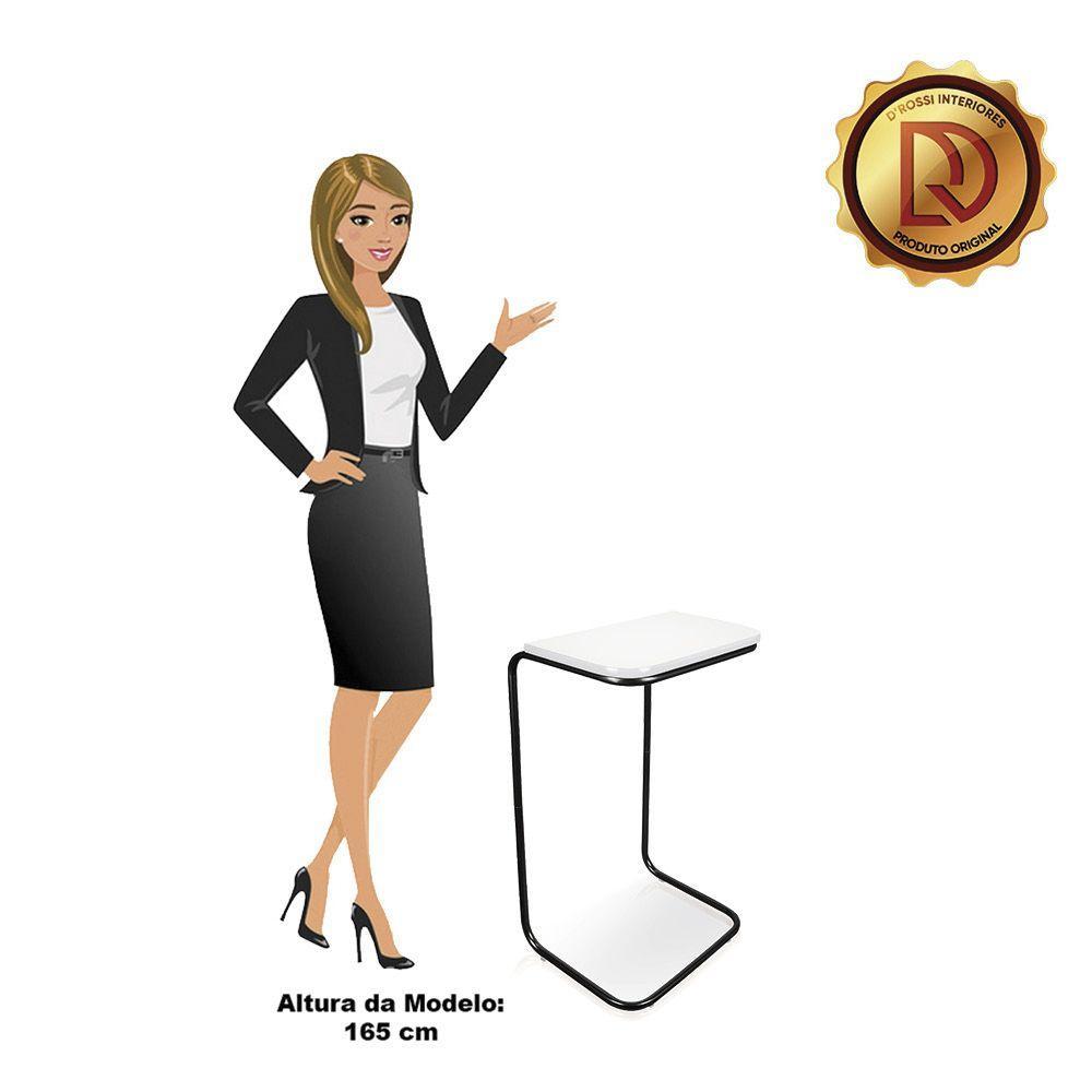 Mesa Lateral Tampo Multiuso P/ Sofá Base Preto Branco - 7