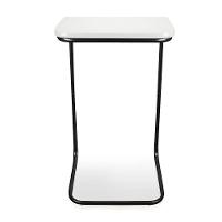 Mesa Lateral Tampo Multiuso P/ Sofá Base Preto Branco - 2