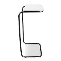 Mesa Lateral Tampo Multiuso P/ Sofá Base Preto Branco