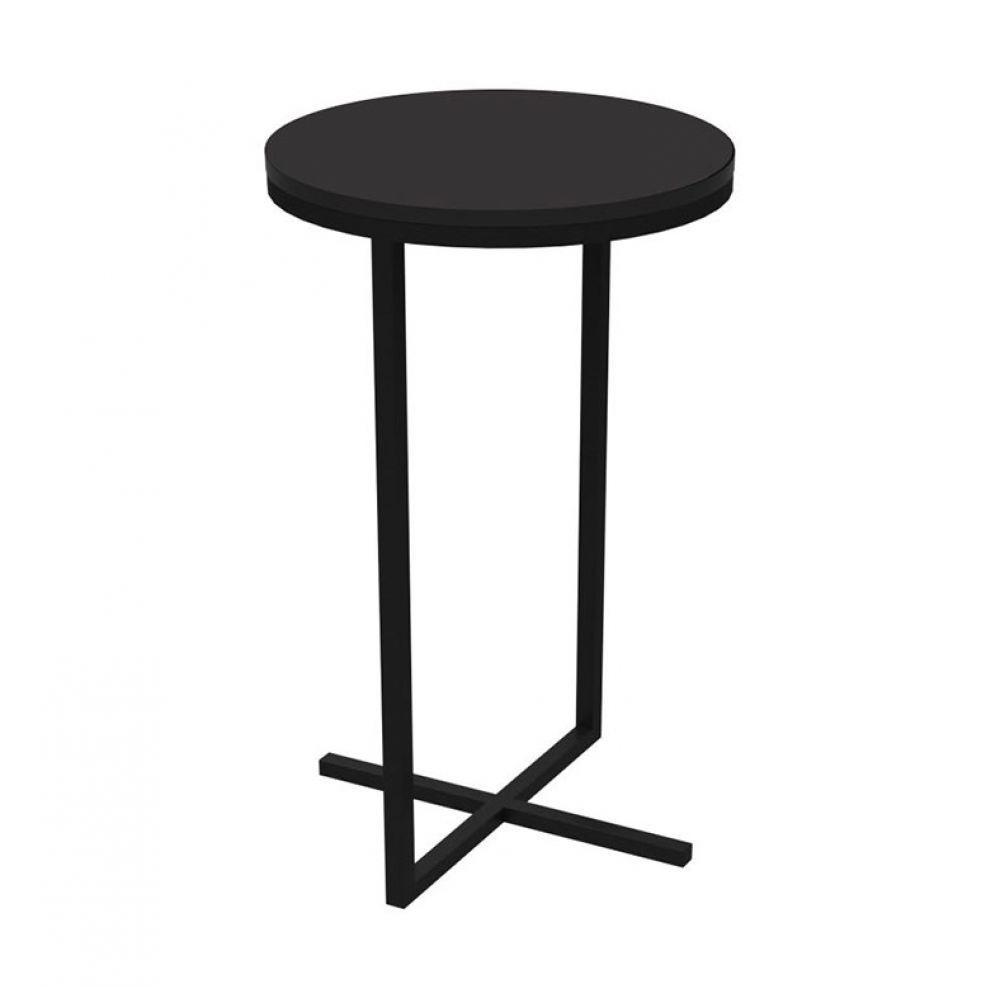 Mesa Lateral Alta Volpi Preto Base Metálica Industrial 56cm - 1