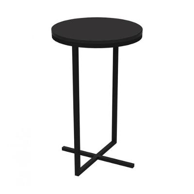 Mesa Lateral Alta Volpi Preto Base Metálica Industrial 56cm