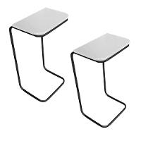 Kit 2 Mesas Lateral Tampo Branco Multiuso P/ Sofá - 1