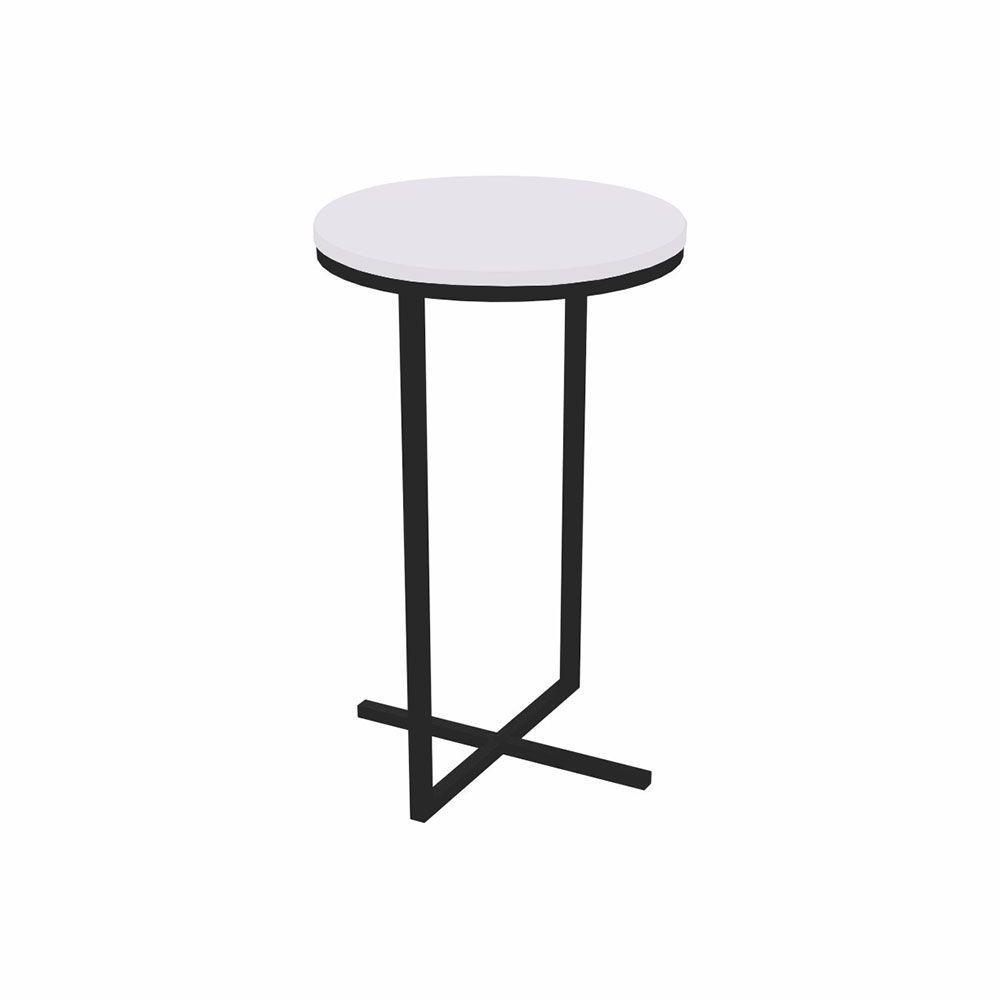 Mesa Lateral Alta Volpi Branco Base Metálica Industrial 56cm - 1