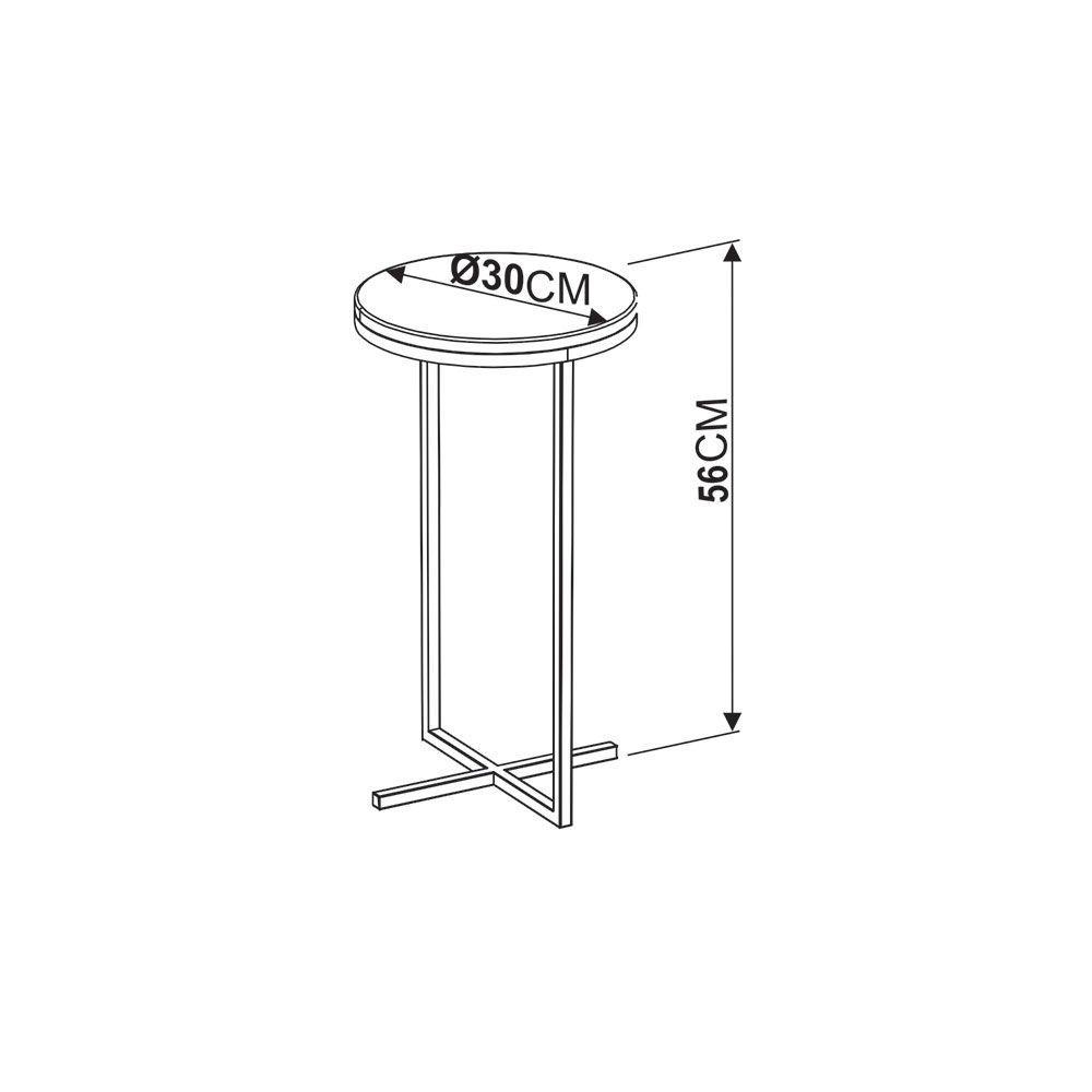 Mesa Lateral Alta Volpi Branco Base Metálica Industrial 56cm - 2