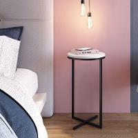 Mesa Lateral Alta Volpi Branco Base Metálica Industrial 56cm - 3