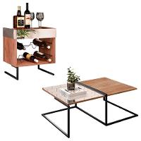 Kit Mesa de Centro e Adega com Espelho Industrial - 1