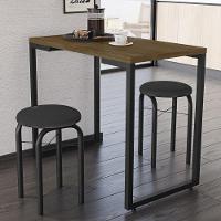 Conjunto Mesa De Cozinha 90cm 2 Banquetas Castanho - 1