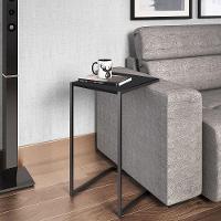 Mesa Lateral Industrial Preto Base Metálica Preto