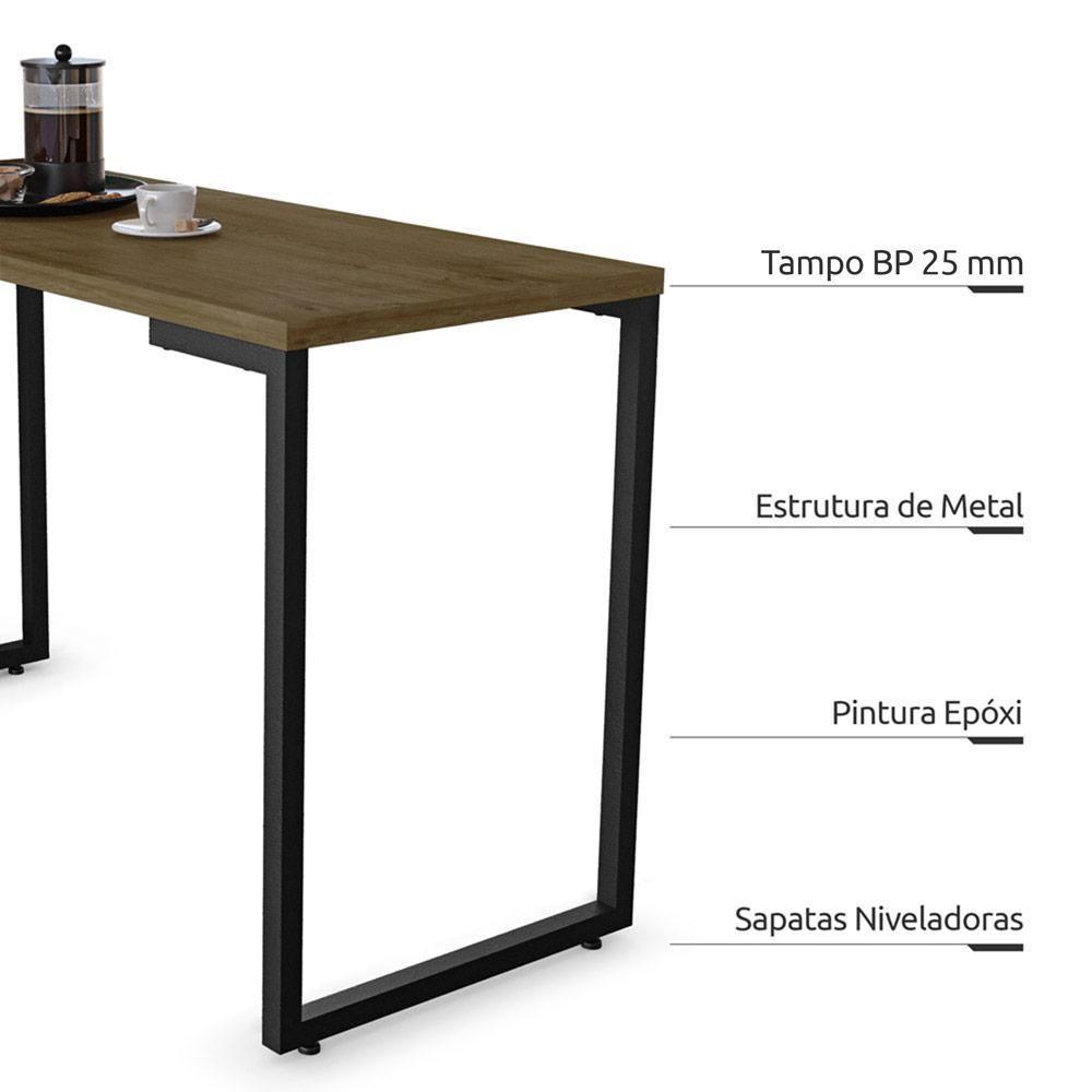 Conjunto Mesa De Cozinha 90cm 2 Banquetas Castanho - 8