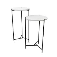 Mesa Lateral Redonda Áquila Preta Tampo Branco - Cor: Branco - 5