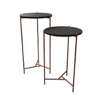 Mesa Lateral Redonda Áquila Cobre E Tampo Preto - Cor: Preto - 3