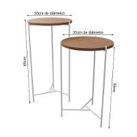 Mesa Lateral Redonda Áquila Branca E Tampo Imbuia Marrom - 2