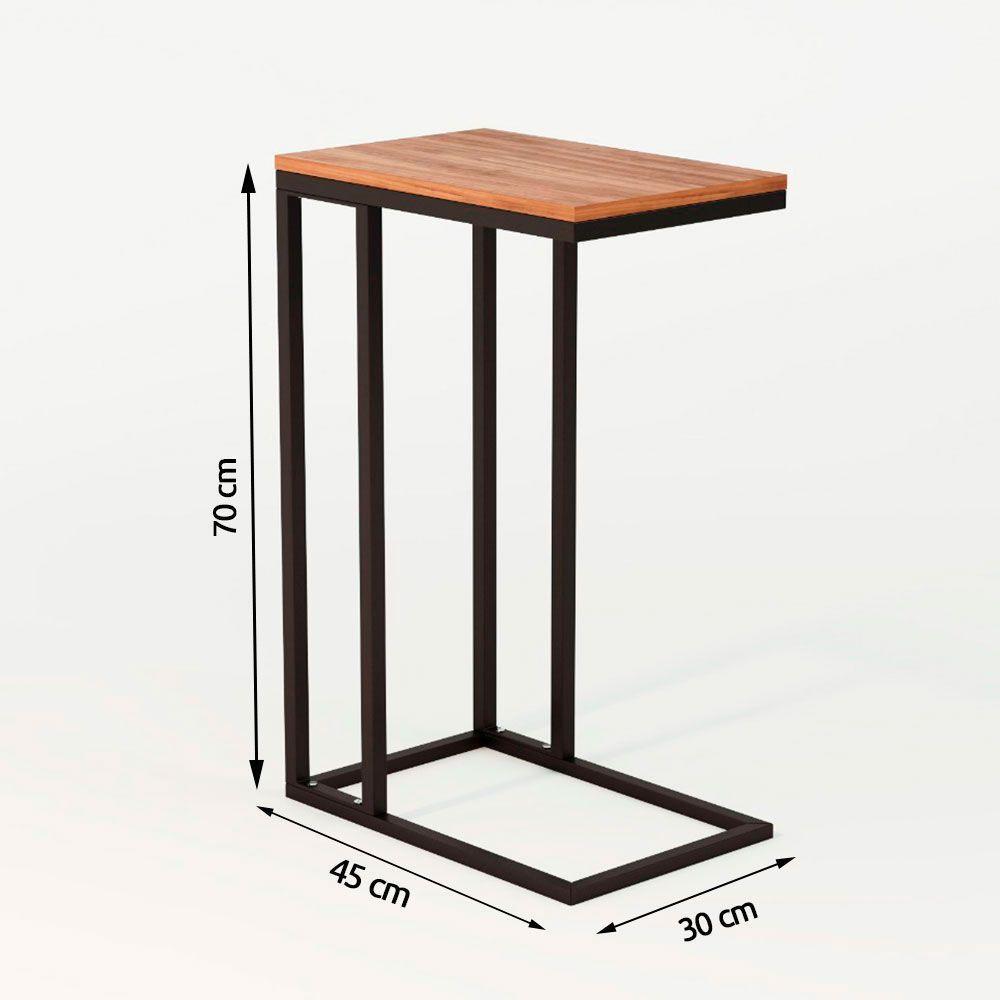 Mesa Lateral Encaixe Elena Preto E Tampo Amêndoa Bege - 2