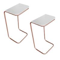 Kit 2 Mesas Lateral Tampo Branco Multiuso P/ Sofá - 1