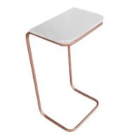 Mesa Lateral Tampo Branco Multiuso P/ Sofá Base Bronze - 1