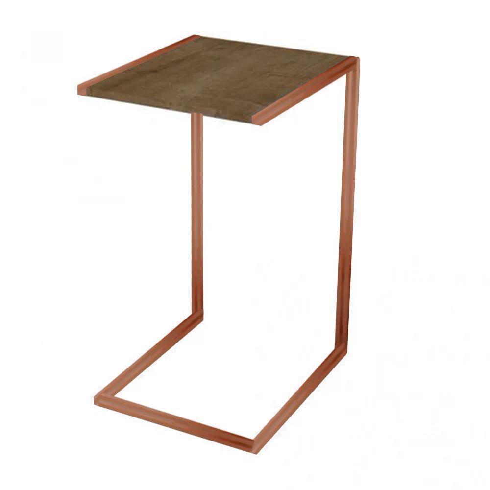 Mesa Lateral Industrial Steel Cobre E Imbuia - Marrom - 3