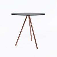 Mesa Lateral Eames Gabriela Tampo Madeira Preto Pés Cobre - Preto - 3