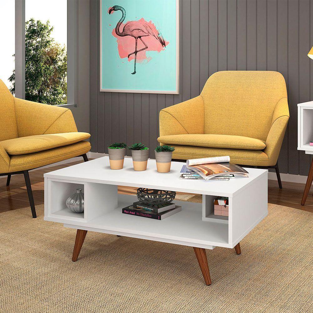 Mesa De Centro Retangular Retrô 45 Olivar - Cor: Branco - 1