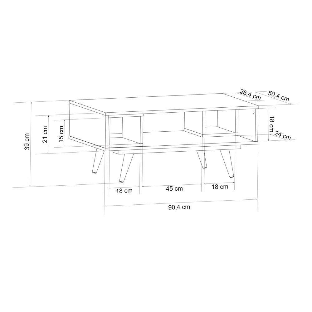 Mesa De Centro Retangular Retrô 45 Olivar - Cor: Branco - 2