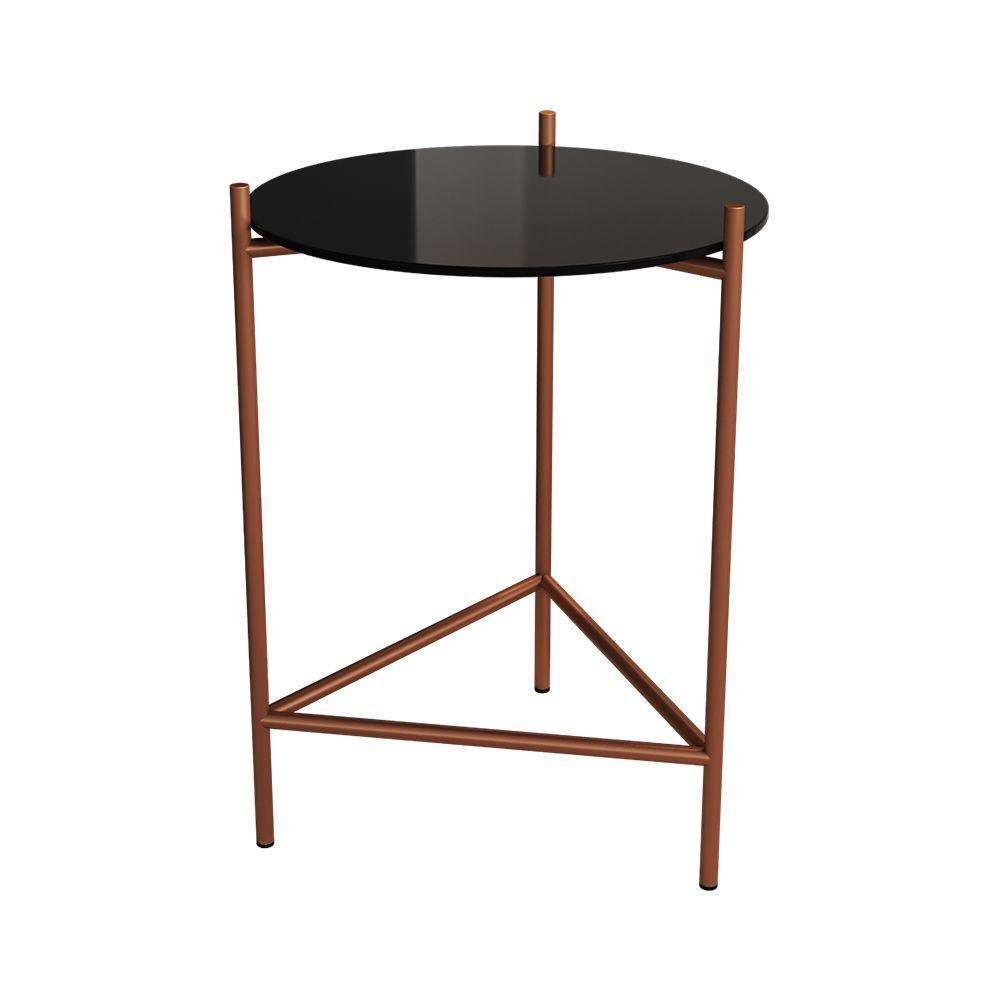 Mesa Lateral Industrial Marbella Cobre Com Preto - Preto - 2