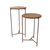 Mesa Lateral Redonda Áquila Cobre E Tampo Imbuia - Marrom - 3