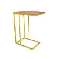 Mesa Lateral Industrial Elena Tampo Amendoa Base Ferro Amarelo - Preto - 3
