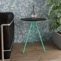 Mesa Lateral Gabriela Wood Preto E Azul Turquesa - Preto - 1