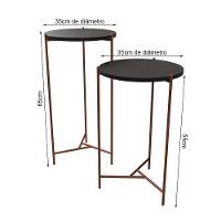 Mesa Lateral Redonda Áquila Cobre E Tampo Preto - Preto - 2