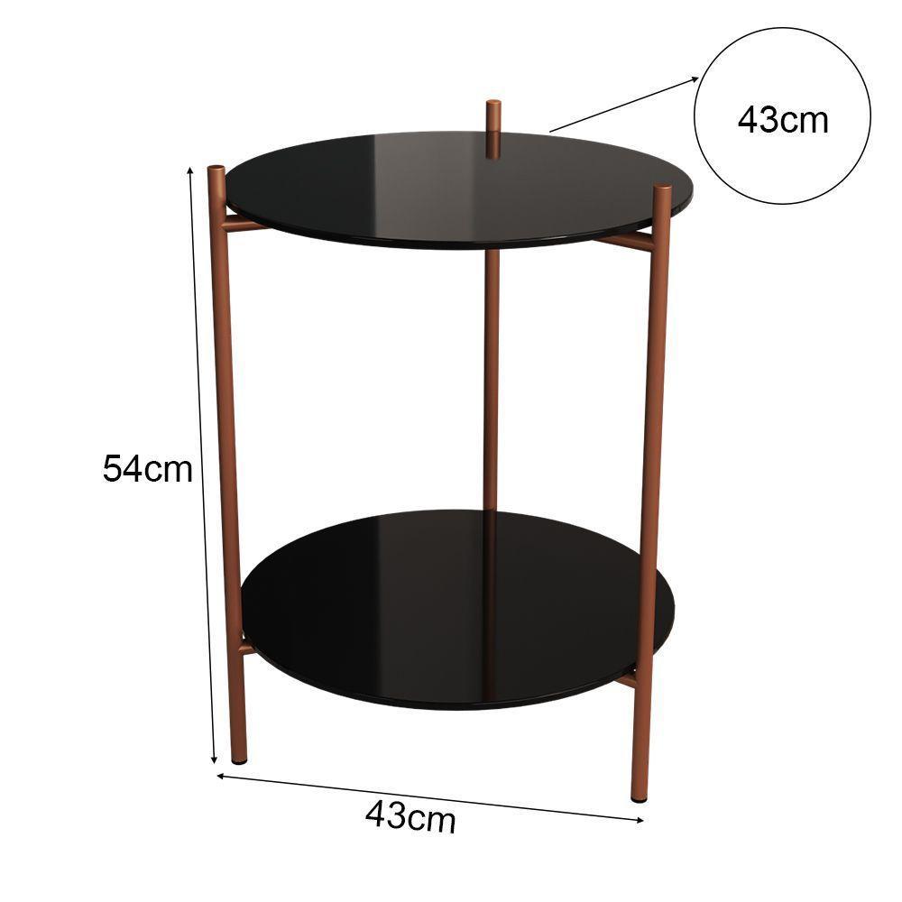 Mesa Lateral Industrial Premium Marbella Cobre Com Preto - Preto - 2