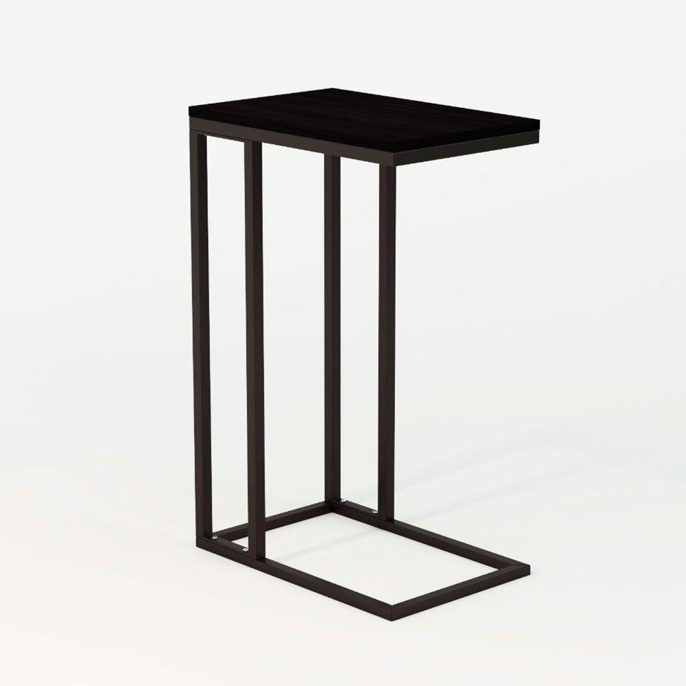 Mesa Lateral Encaixe Elena Preto E Tampo Preto New Green - Preto - 3