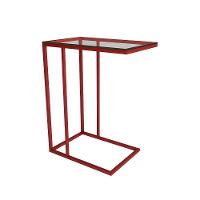 Mesa Lateral Industrial Elena De Vidro Base Ferro Vermelho - Preto - 3